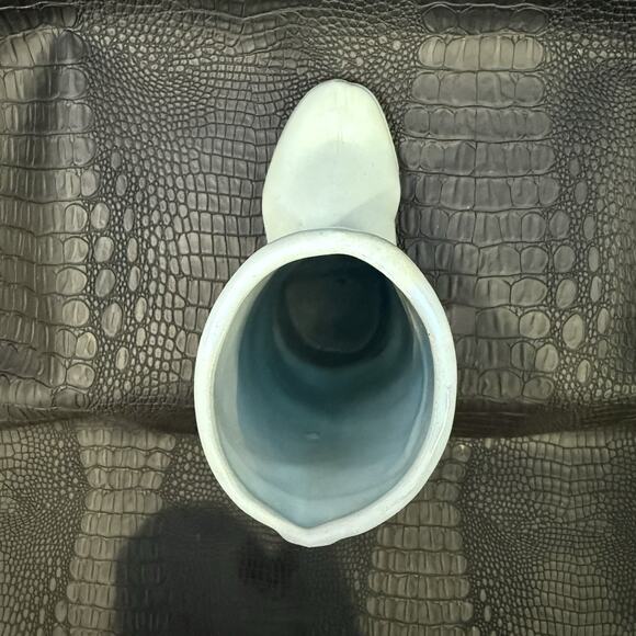 VINTAGE MCM Pottery Cowboy Boot Vase Planter Decor 8” Tall Light Blue - Picture 7 of 8